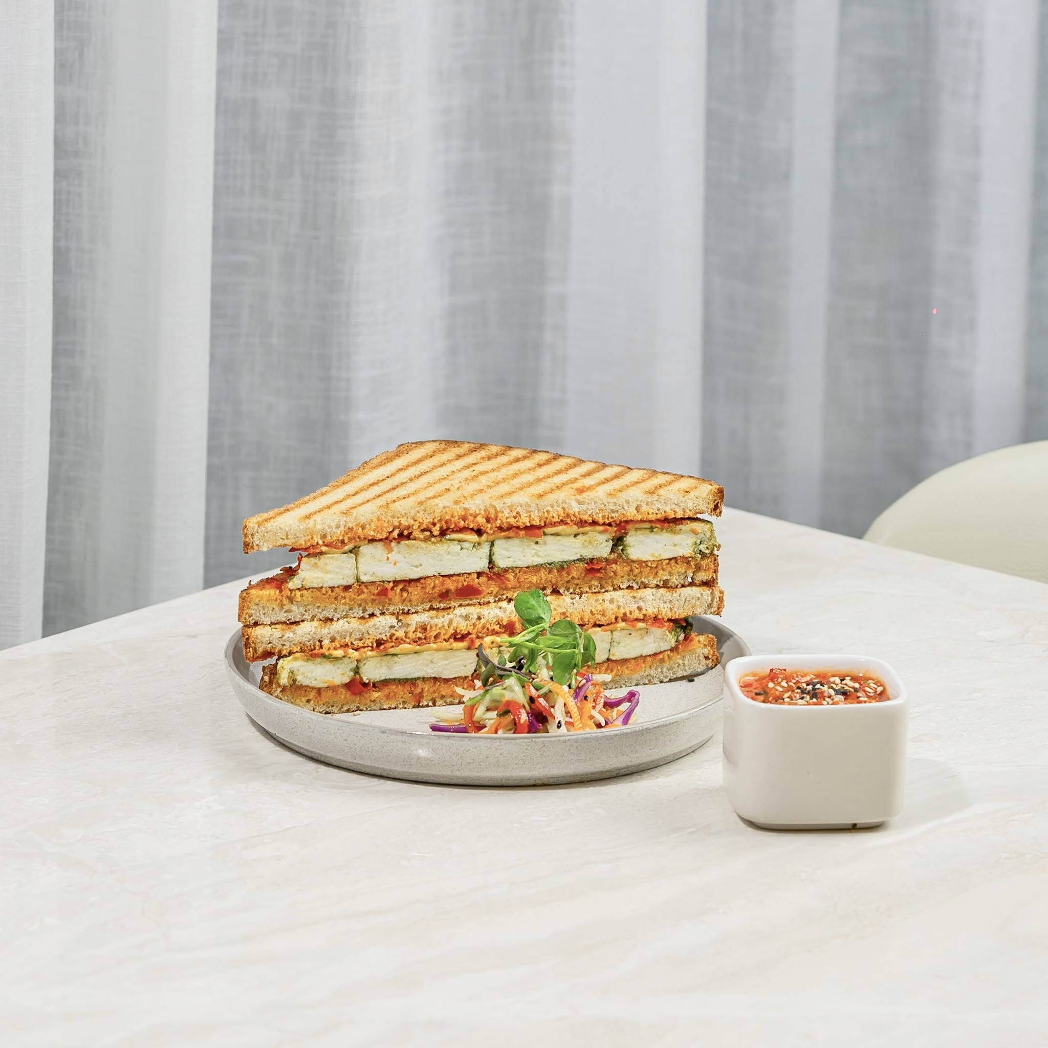 Thecha Cottage Cheese Sandwich