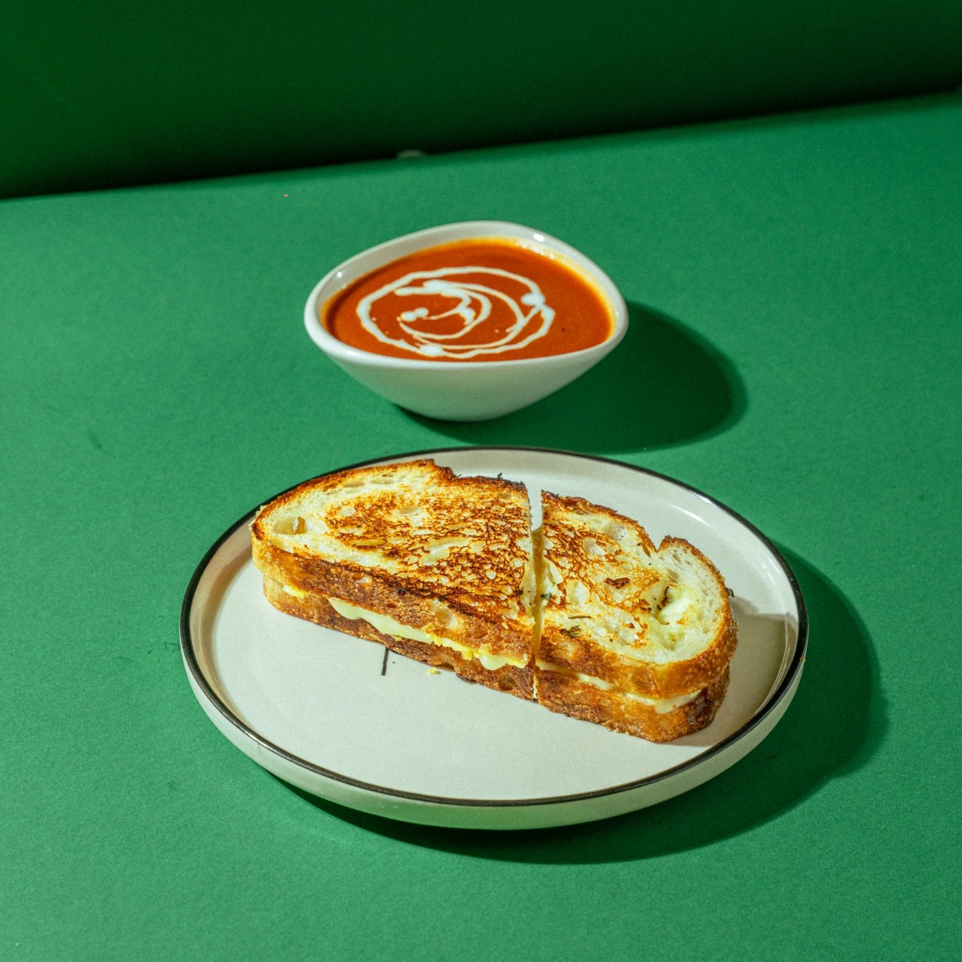 Grilled cheese sandwich with tomato soup